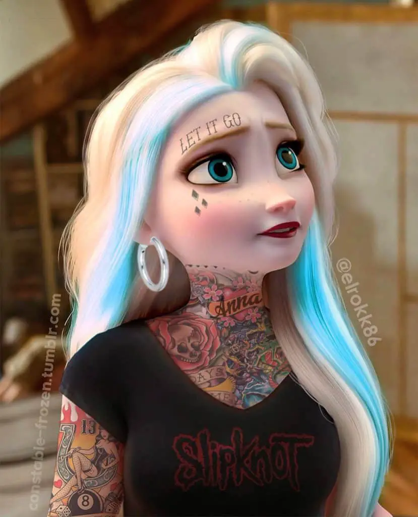 Principessa Elsa di Frozen con tatuaggi