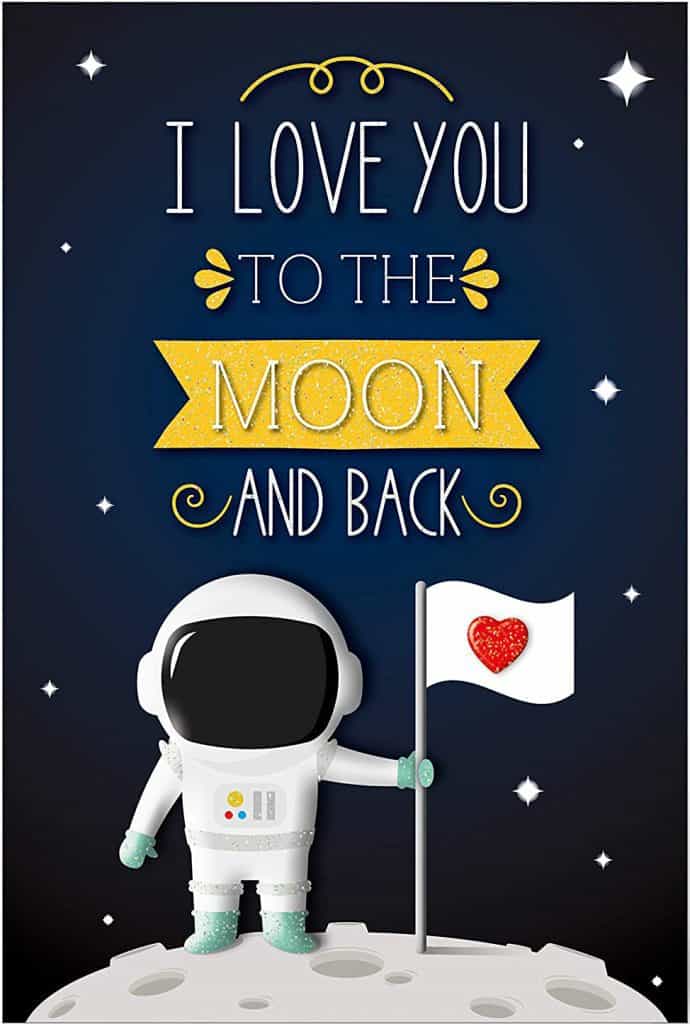 biglietto d'amore per San Valentino - I love you to the moon and back