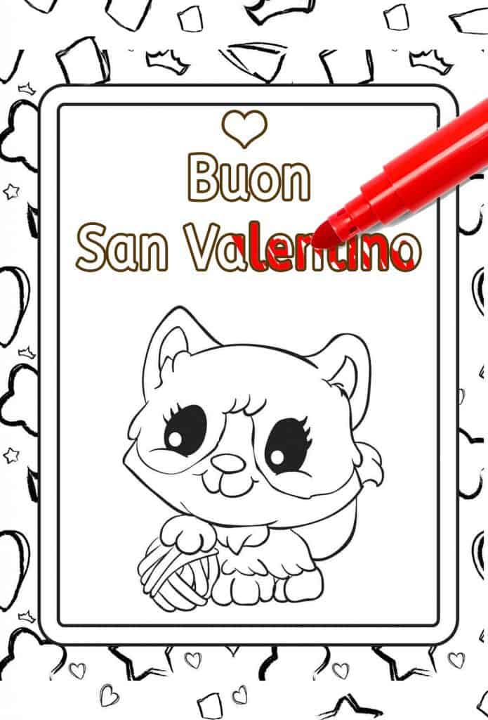 biglietto di San Valentino da Colorare per bambini