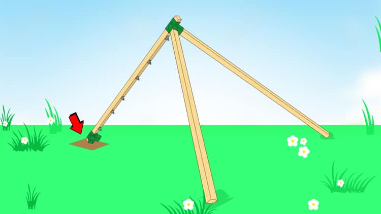 Come costruire un'altalena per bambini in legno. Passo 3. Infilare i montanti