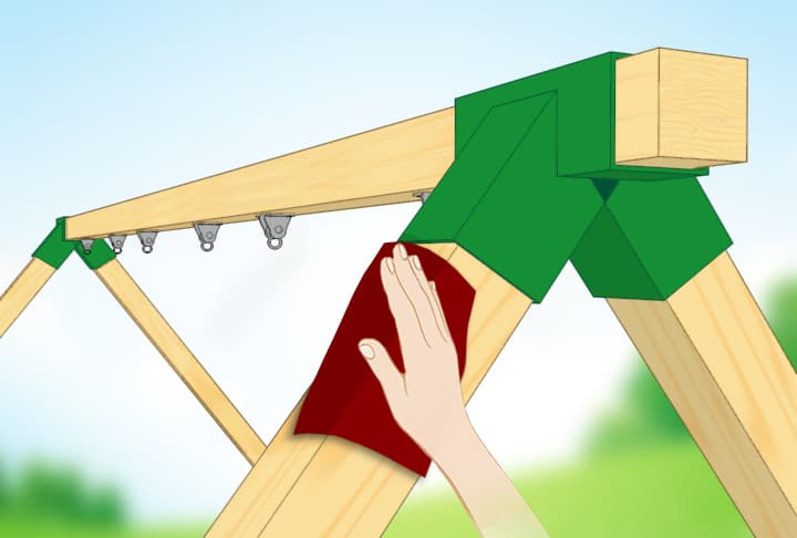Come costruire un'altalena per bambini in legno. Passo 7. Scartavetrare la struttura