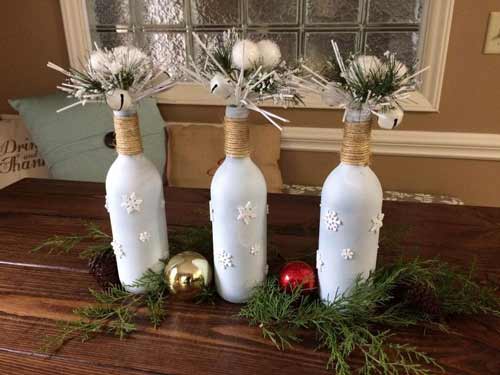 Bottiglie glaciali con cristalli di ghiaccio - decorazione natalizia fai da te