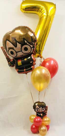 decorazioni di palloncini a tema Harry Potter - ciuffo di palloncini ad elio con numero Mylar