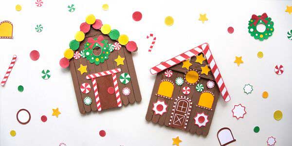 Casette di Marzapane con bastoncini del gelato in legno- decorazione natalizia fai da te per albero