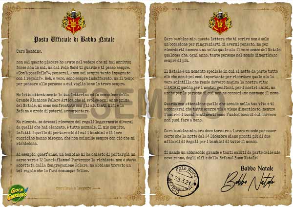 lettera risposta di Babbo Natale da stampare - Classica