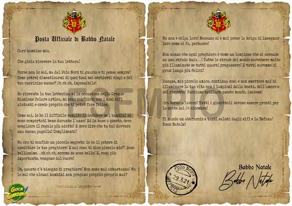 lettera risposta di Babbo Natale da stampare - credenti