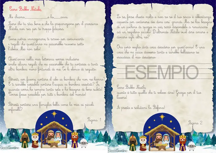 Letterina a Babbo Natale con testo da Stampare - Letterina con preghiera - Formato A4