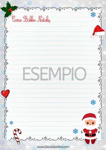 Letterina a Babbo Natale da Stampare - modello Dolce Natale - Formato A4 e A5