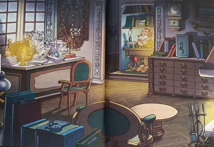 Scrooge nel suo ufficio con Bob Cratchit - illustrazione del libro Canto di Natale di Andrea Denegri