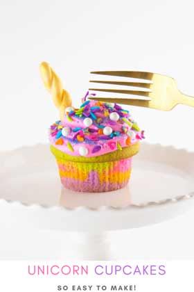 buffet per festa a tema unicorno - Cupcake con corno