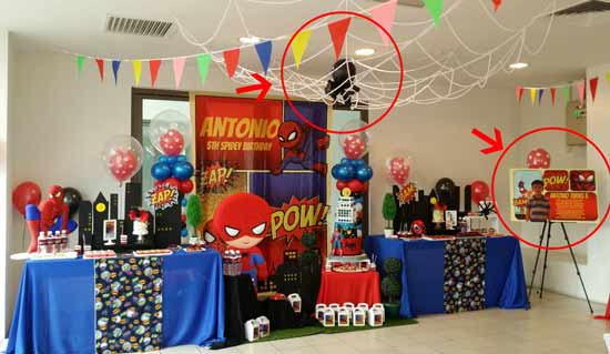 addobbi festa di compleanno a tema Spider-Man fai da te - ragnatela gigante e pannello festeggiato