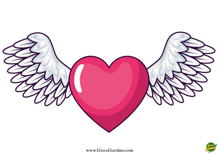 cuore con le ali da angelo - dimensione media - formato A4 da stampare gratis