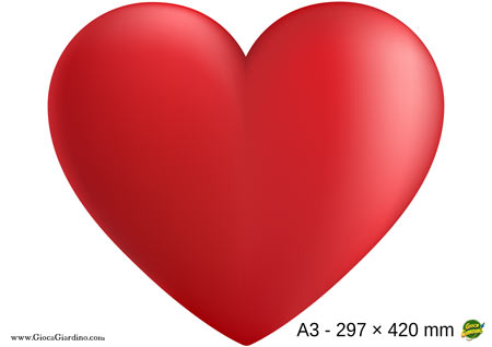 cuore rosso da stampare gratis- grande - formato A3