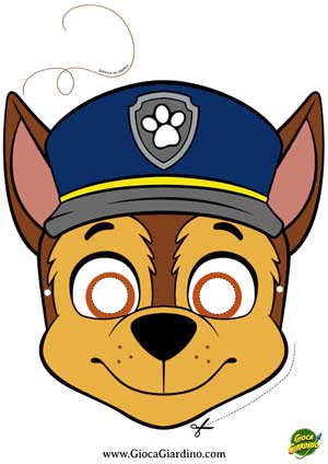 Maschera di Chase di Paw Patrol da stampare ritagliare ed indossare