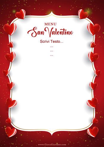 Shiny Love - menu san valentino da stampare e compilare liberamente - in PDF gratis