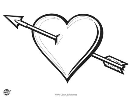 cuore con freccia da colorare