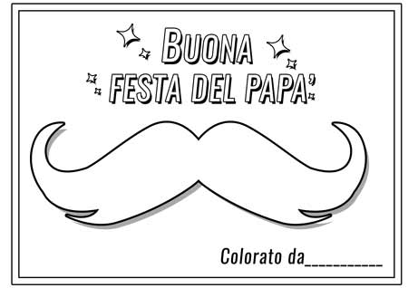 baffi da colorare per la festa del papà