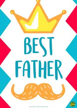 Best Father - Corona e Baffi - Biglietto per la festa del papà in inglese da stampare gratis