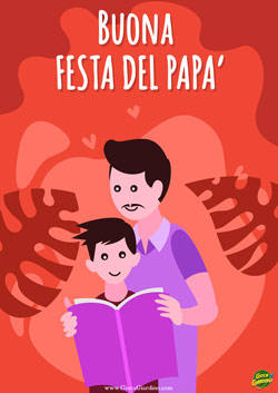 Buona festa del papà - con libro - Biglietto per la festa del papà da stampare gratis