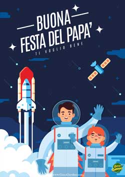 Buona festa del papà a tema spazio - Biglietto colorato per la festa del papà da stampare gratis