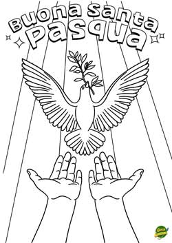 colomba - buona santa pasqua - biglietto di pasqua da stampare e colorare gratis