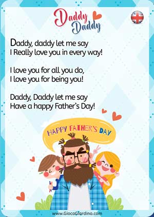 daddy daddy - filastrocca per la festa del papà in inglese da stampare