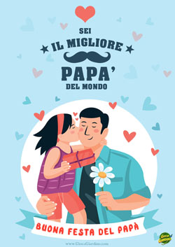 Biglietto per la festa del papà colorato da stampare gratis - Se il migliore papà del mondo - dalla figlia