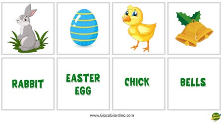memory in inglese - gioco da fare a Pasqua con i bambini da stampare gratis
