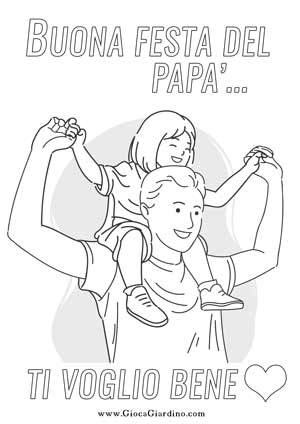 Padre e figlia - buona festa del papà - disegno da stampare e colorare per la festa del papà