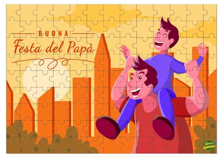 Papà con figlio- puzzle per la festa del papà da stampare - 117 pezzi