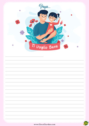 letterina festa del papà da stampare gratis - Papà di ti voglio bene - dalla figlia