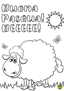 Pecorella - Buona Pasqua - biglietto pasqua da scaricare e colorare gratis