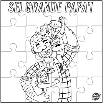 sei grande papà - Puzzle per la festa del papà da colorare - 8 pezzi