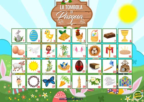 tombola di Pasqua da Stampare - gioco da fare a Pasqua in casa