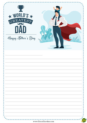 Letterina festa del papà in inglese da stampare - World's greatest dad - Happy Father's Day - Dal figlio