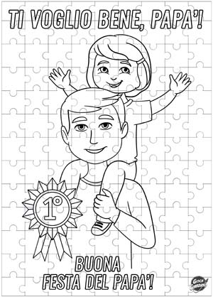 Papà figlia e coccarda - puzzle per la festa del papà da colorare - 117 pezzi