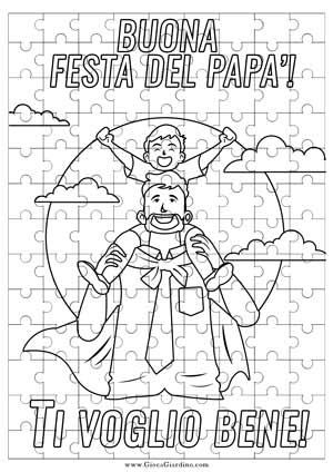 puzzle da colorare per la festa del papà