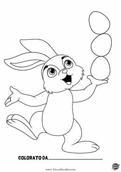 coniglio giocoliere - disegno da colorare per bambini
