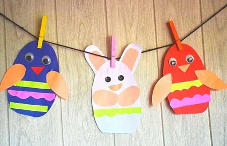 personaggi pasquali con occhietti - pulcino e coniglio - decorazione di pasqua fai da te per bambini