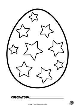 uovo di pasqua da colorare con stelline per bambini della scuola dell'infanzia