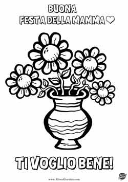 vaso di fiori da colorare - buona festa della mamma