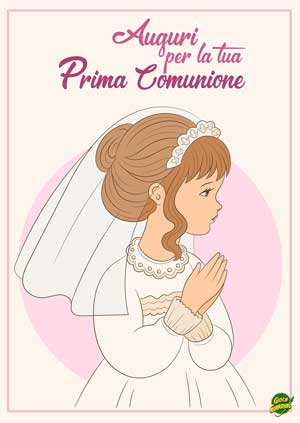 biglietto auguri prima comunione da stampare per bambina