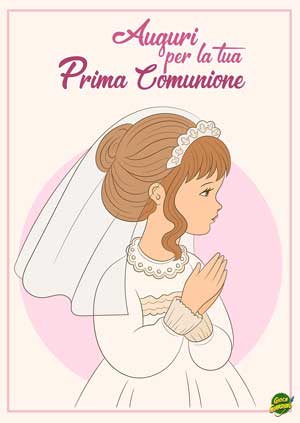 biglietto auguri prima comunione da stampare per bambina 