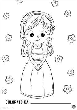 bambina comunicanda con vestito elegante e rosario - disegno comunione da stampare e colorare gratis