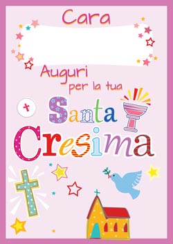 biglietto auguri cresima da stampare gratis allegro e colorato per ragazza