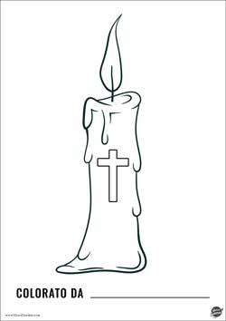 candela, cero della comunione con croce - disegno comunione da stampare e colorare gratis