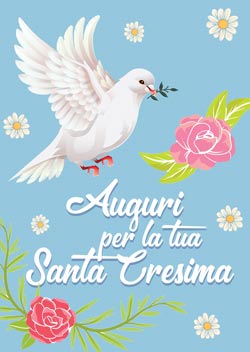 Colomba, Ulivo e Fiori - biglietto auguri cresima da stampare gratis