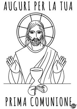Gesù durante la santa cena - Biglietto prima comunione da stampare e colorare