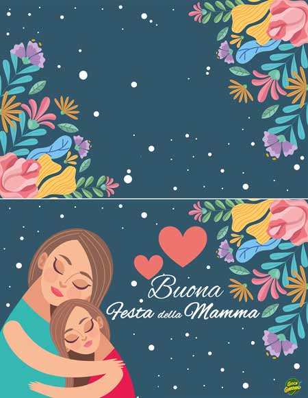 Mamma e Figlia - Formato Orizzontale - biglietto per la festa della mamma da stampare gratis