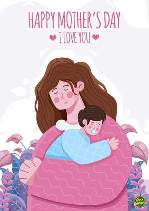mum with baby - Happy mother's day - Biglietto festa della mamma in inglese da stampare